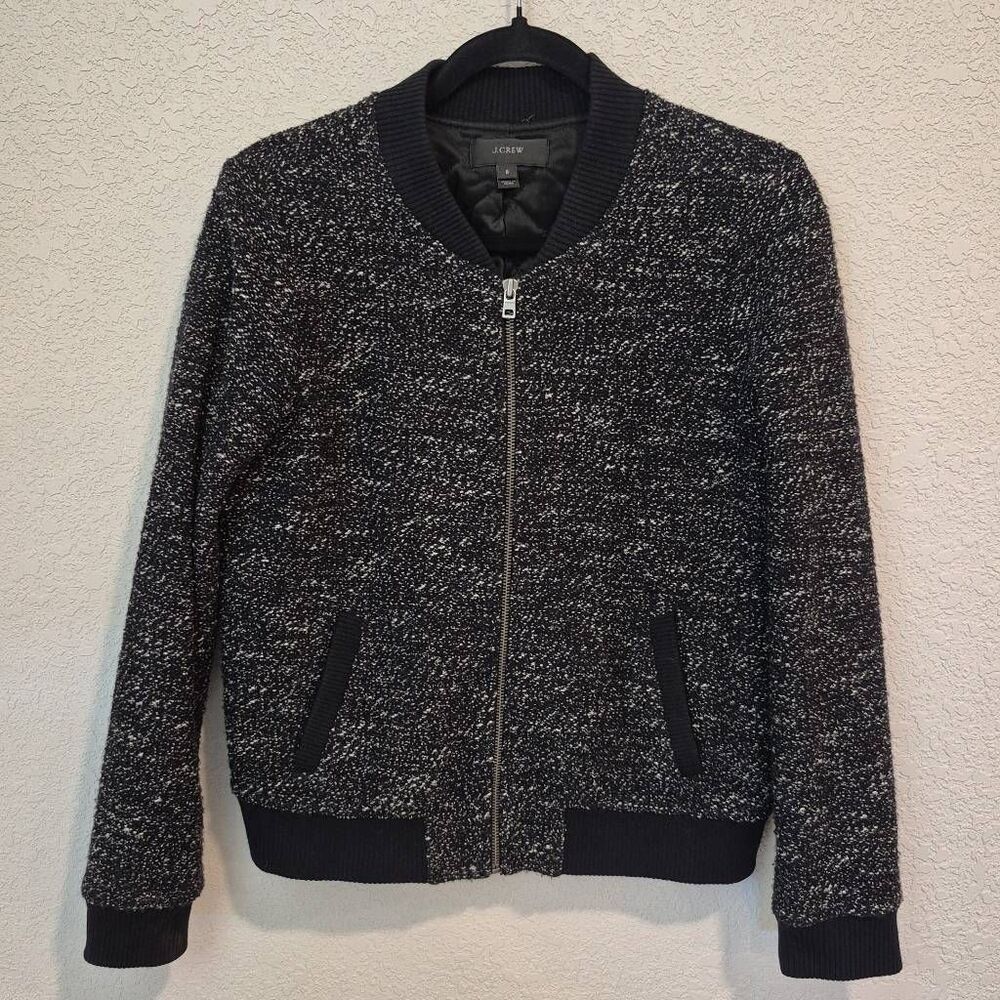 J. Crew Women's Boucle Bomber Jacket Size 6 Gray